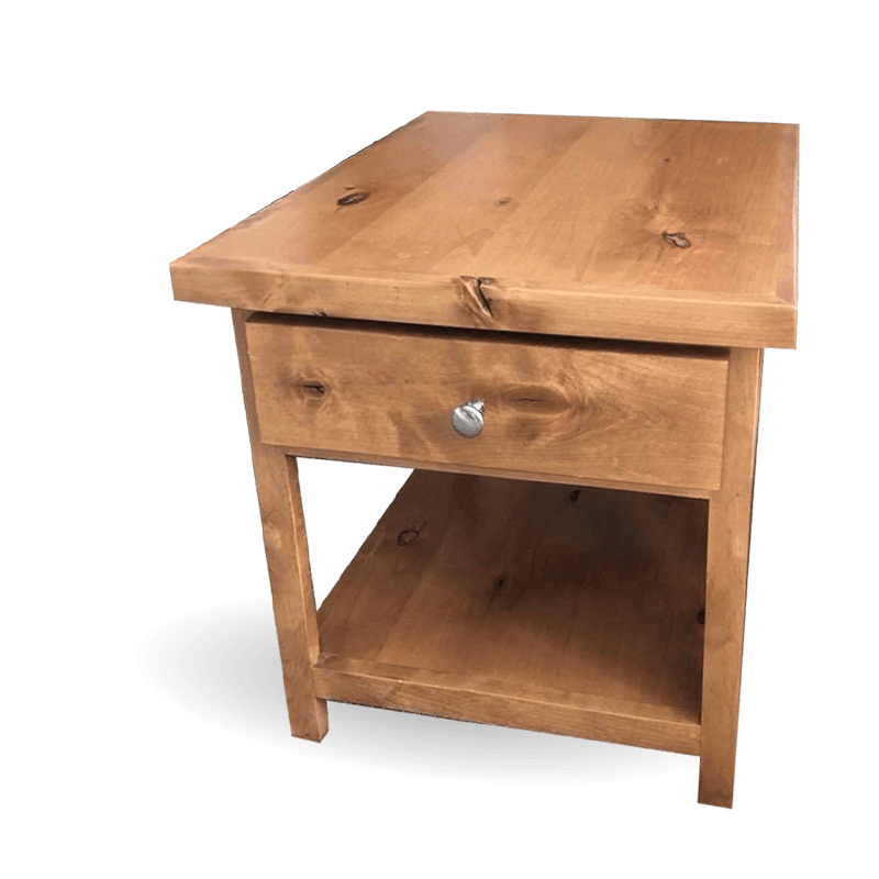 A blonde wood end table